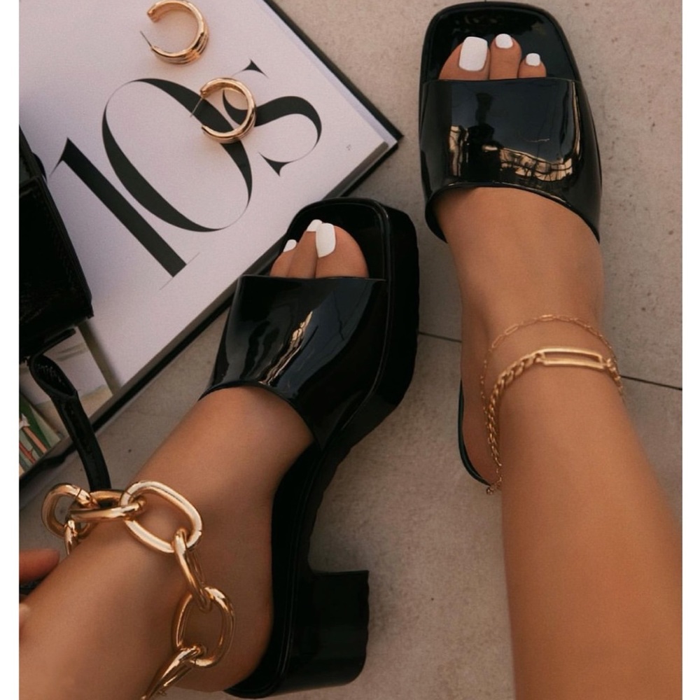 Black Jelly Block Heels - Picture 1 of 14